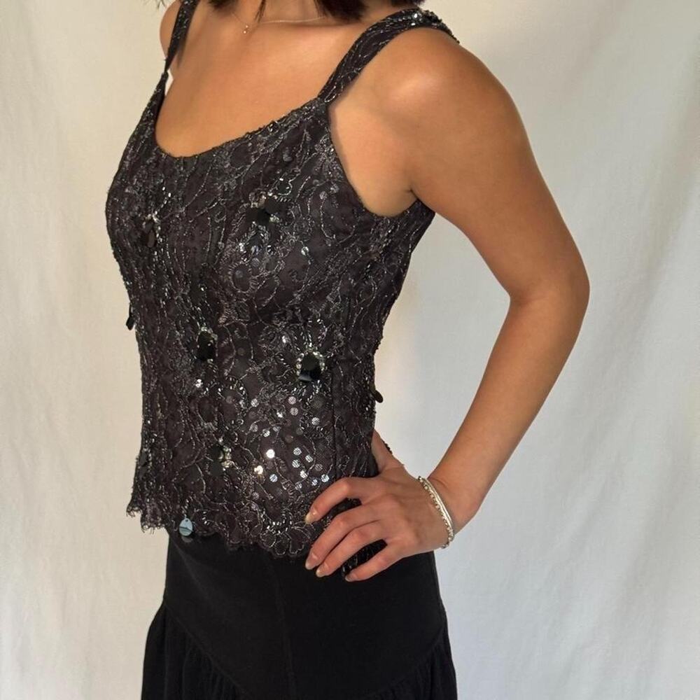 Tahari vintage y2k black sequin form